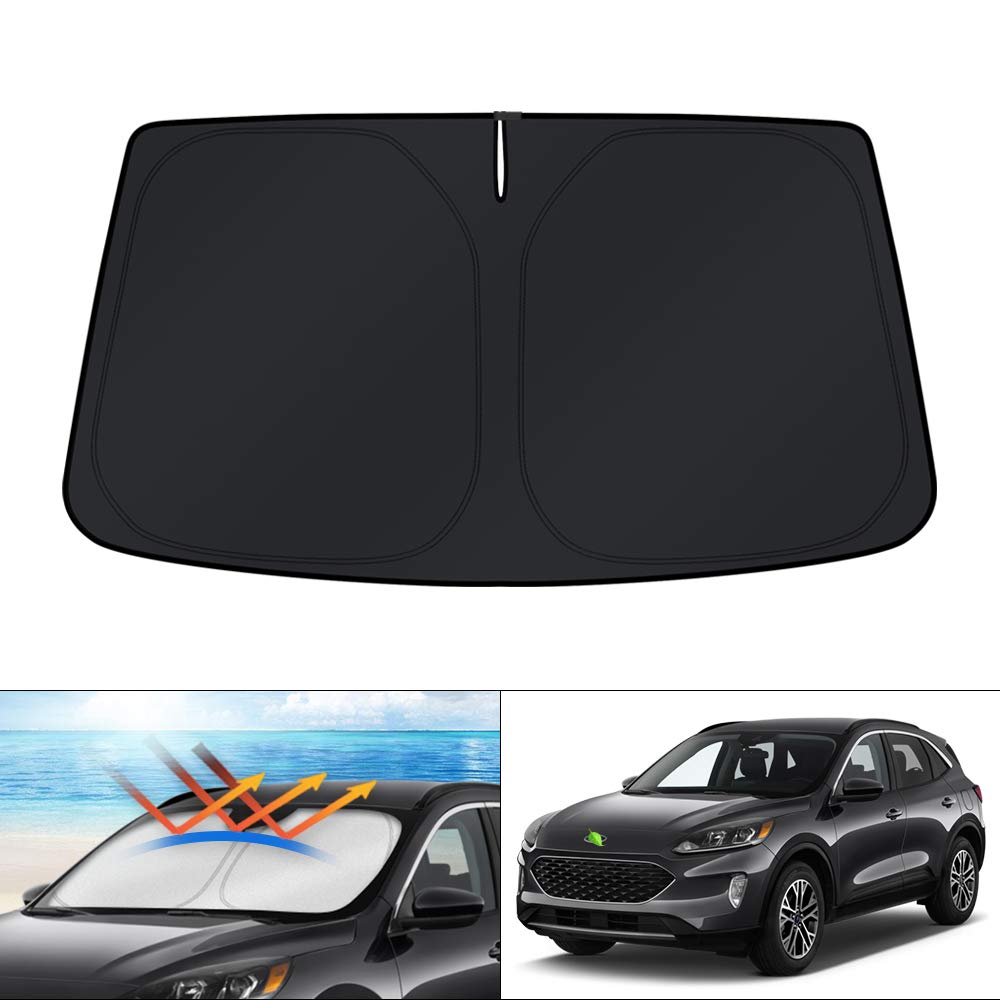 KUST Windshield Sun Shade for 2017-2026 Tesla Model Y/Model 3 Sunshade Accessories (Fit 2025-2026 Model Y Juniper / 2024 Model 3 Highland) Upgraded Foldable Sunshade, Blocks UV Rays Keep Car Cool