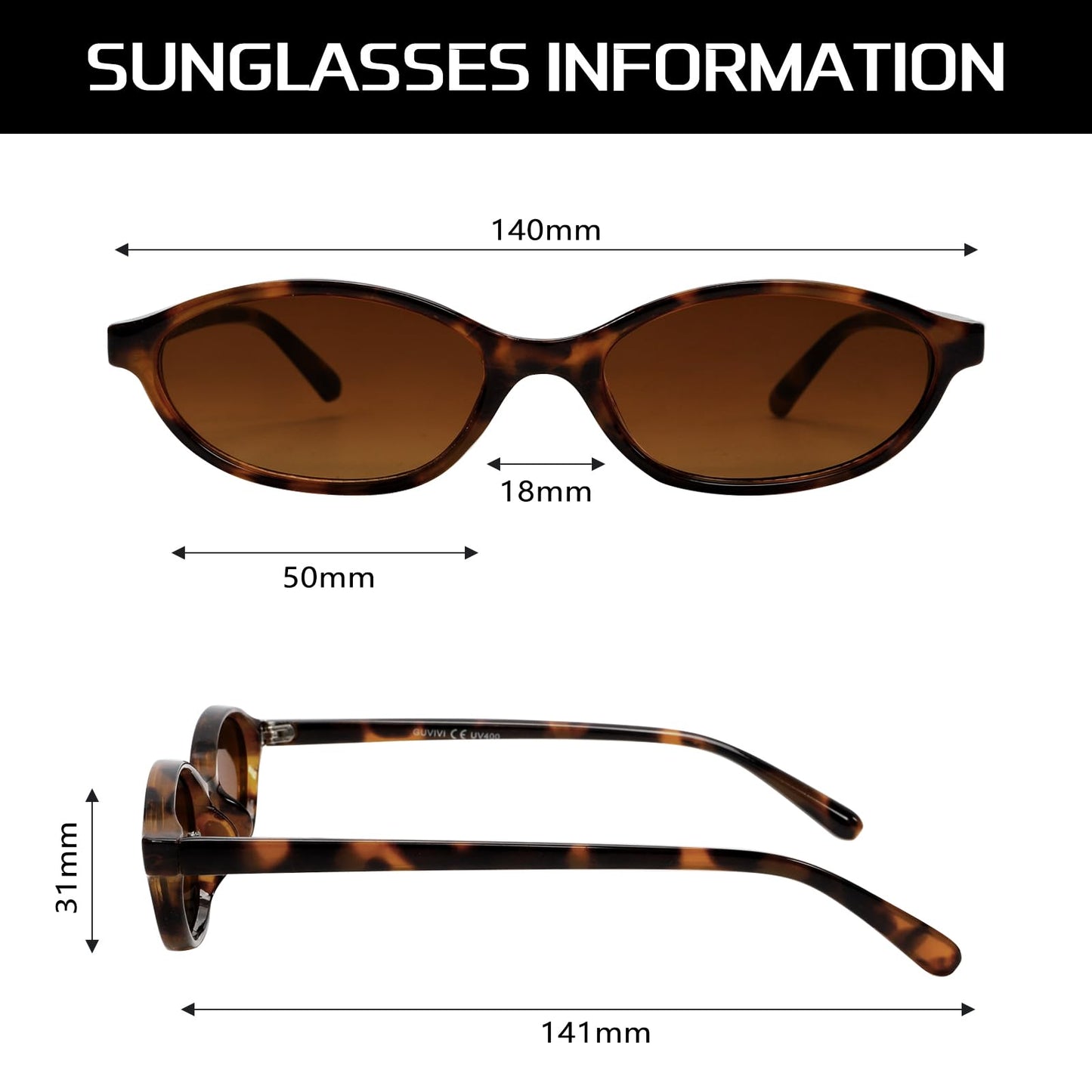 GUVIVI Retro Ovale Sonnenbrille für Damen Chic Cat Eye 90er Jahre Sonnenbrille Leichte Schmale Sonnenbrille Trendiger UV-Schutz Sonnenbrille