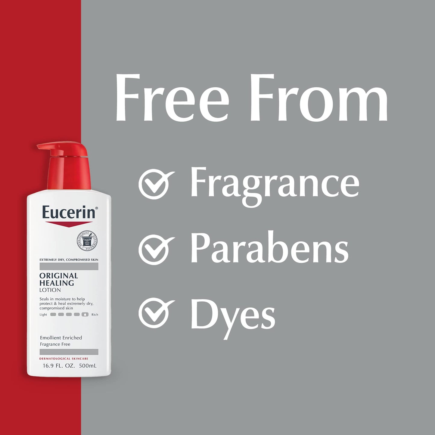 Eucerin Original Healing Rich Body Lotion, Body Lotion for Dry Skin, 16.9 Fl Oz Pump Bottle (Pack of 12)