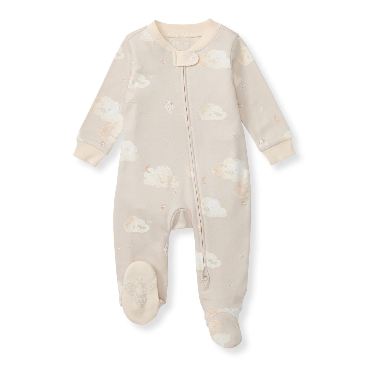 Burt's Bees Baby Boys Sleep and Play Pajamas, 100% Organic Cotton, One-piece PJs, Diagonal Zip Up Loose Fit Footie