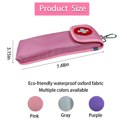 Insulated EpiPen Carry Case Holds 2 EpiPen Injection Pens Insulated EpiPen Storage Case EpiPen Travel Medication Pouch (Pink)