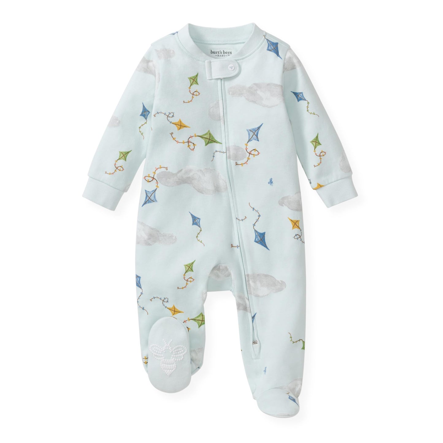 Burt's Bees Baby Boys Sleep and Play Pajamas, 100% Organic Cotton, One-piece PJs, Diagonal Zip Up Loose Fit Footie