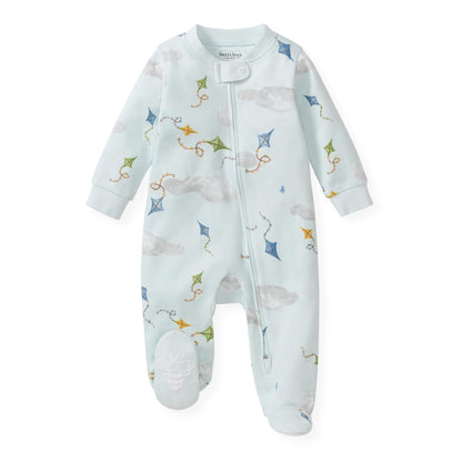 Burt's Bees Baby Boys Sleep and Play Pajamas, 100% Organic Cotton, One-piece PJs, Diagonal Zip Up Loose Fit Footie