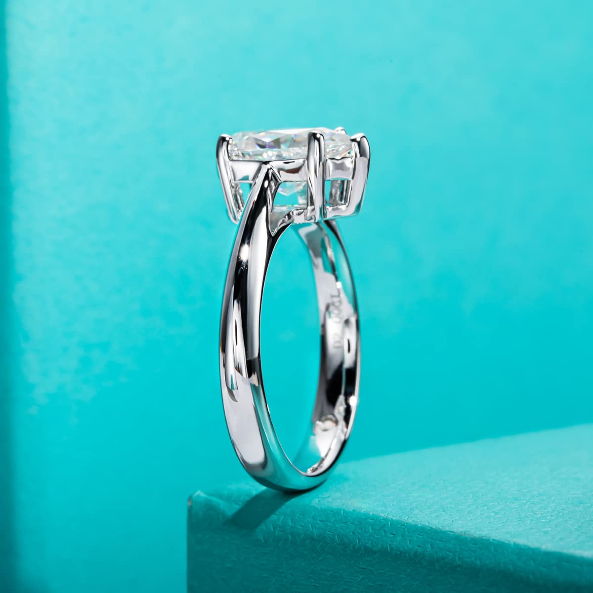 AnuClub Cushion/Emerald/Pear Moissanite Engagement Ring, D Color 925 Sterling Silver, Eternity Wedding Promise Anniversary Band Rings for Women