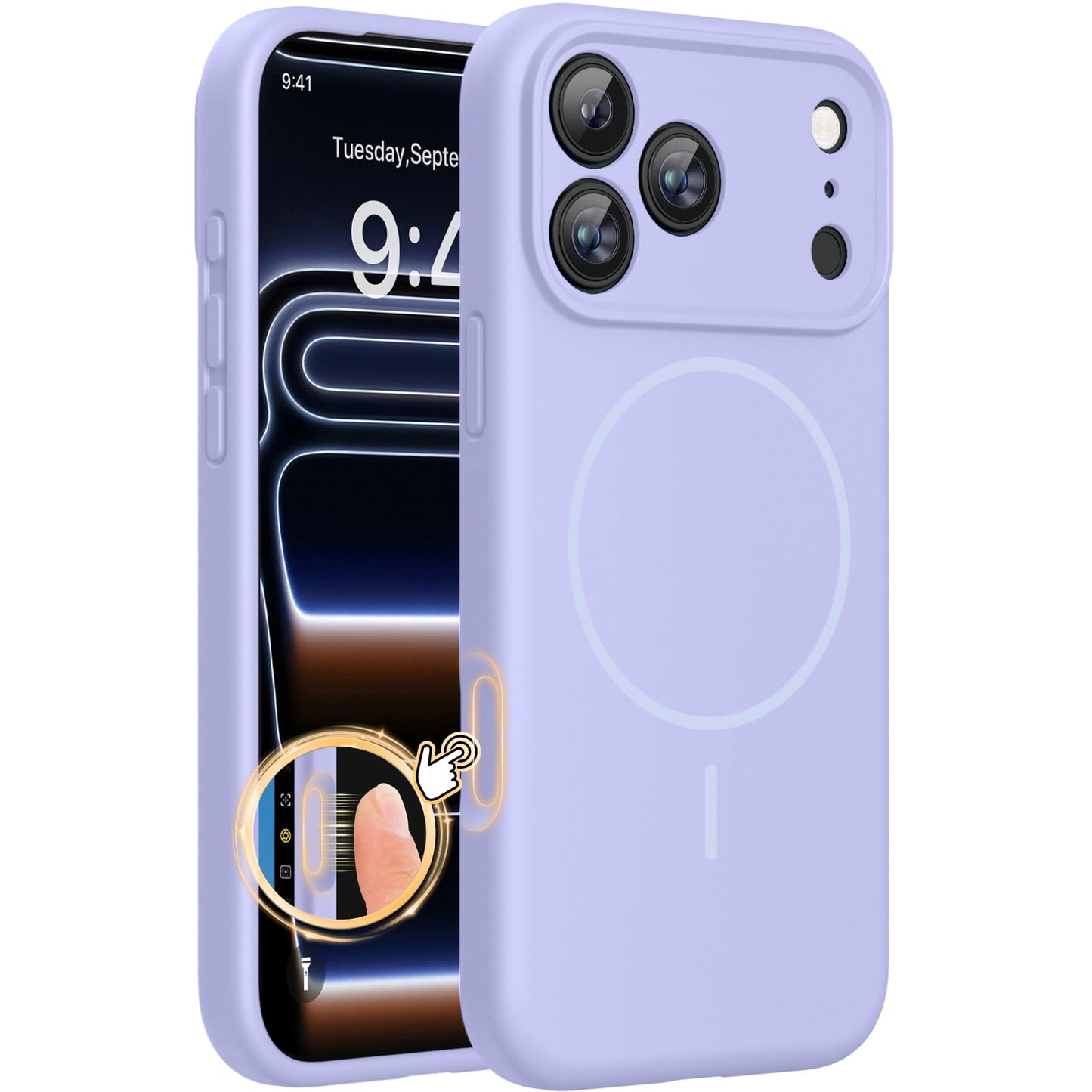 Miracase Magnetic for iPhone 17 Pro Case, Compatible with MagSafe, Integrated Silicone Camera Control Cover, 3.0mm Thicken Shockproof Drop Protection Phone Case for 17 Pro,Dark Blue