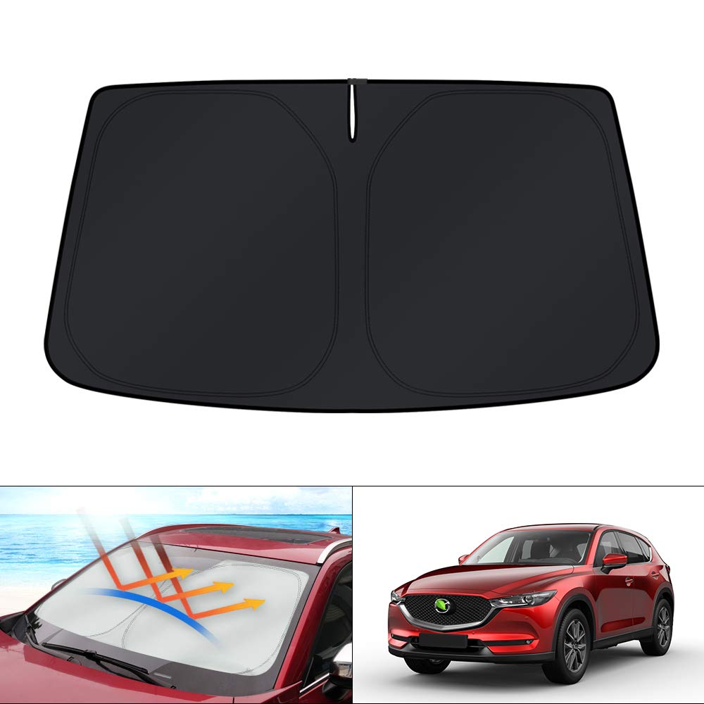 KUST Windshield Sun Shade for 2017-2026 Tesla Model Y/Model 3 Sunshade Accessories (Fit 2025-2026 Model Y Juniper / 2024 Model 3 Highland) Upgraded Foldable Sunshade, Blocks UV Rays Keep Car Cool