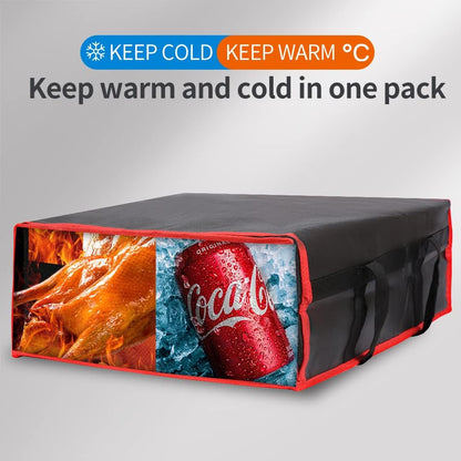 Bodaon Isolierte Essensliefertasche - Warm- & Kalthaltetransporttasche, Catering/Doordash Pizzawärmer, Einkaufstasche, Kühltasche für Partys (Schwarz-Rot, 1 St.), Ideal für den Transport warmer Speisen