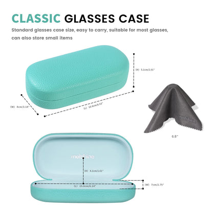 molshine Hartschalen-Leder-Sonnenbrillenetui, klassisches großes Brillenetui für Damen und Herren, Sonnenbrille (Schwarz)