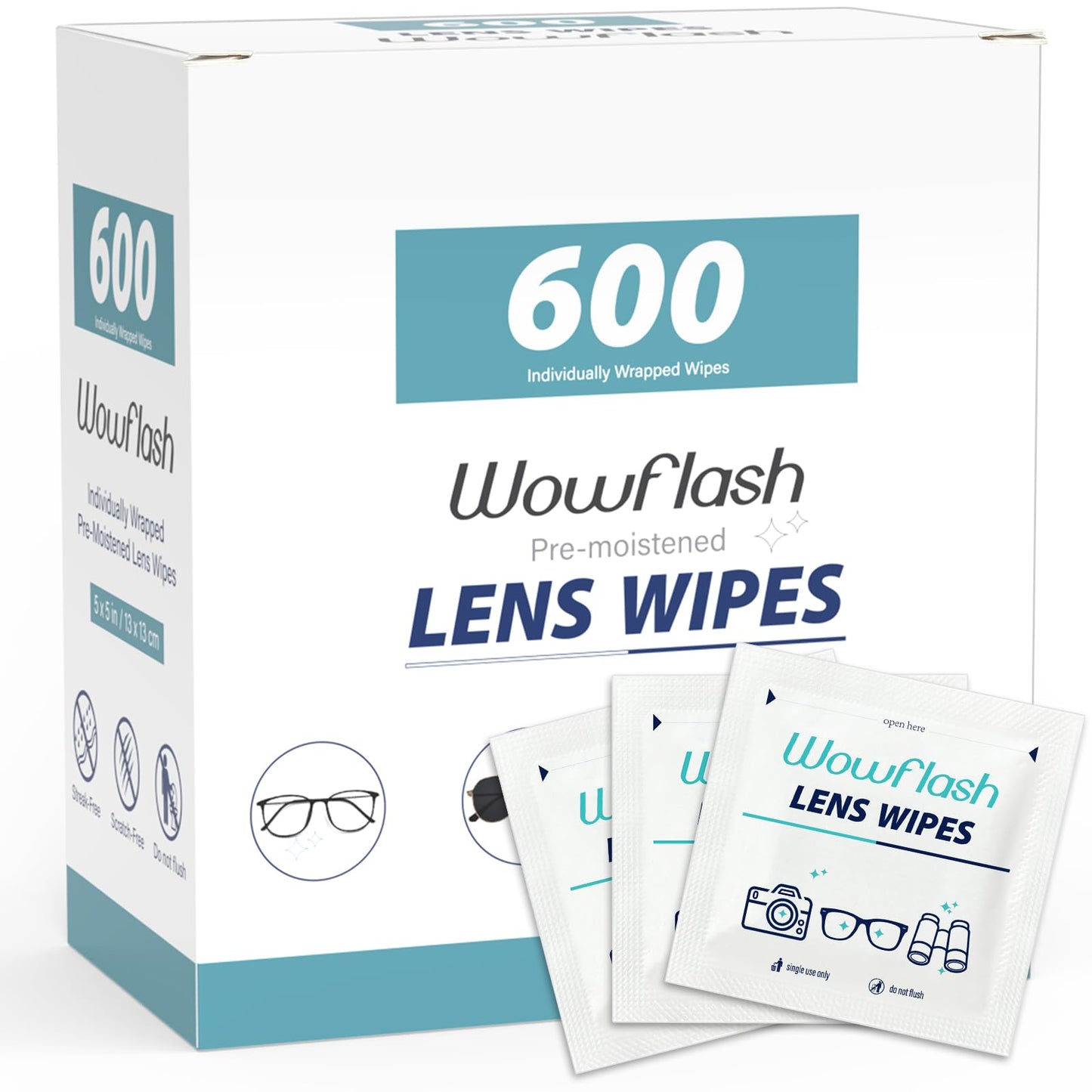 200 Count Lens Wipes for Eyeglasses, Eyeglass Lens Cleaning Wipes Pre-moistened Individually Wrapped Sracth-Free Streak-Free Eye Glasses Cleaner Wipes for Sunglass, Camera Lens, Goggles