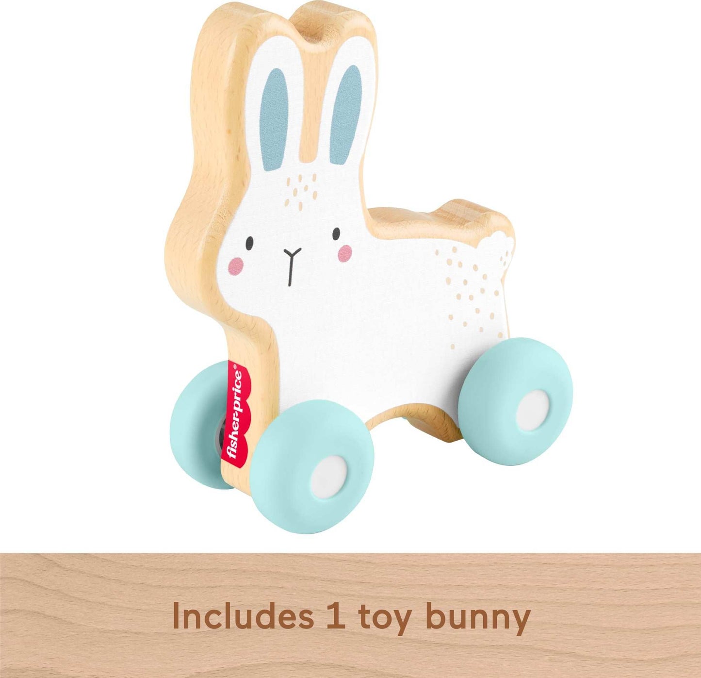 Fisher-Price Babyspielzeug aus Holz zum Schieben, Hase, Holzfahrzeug für Krabbel- und Entwicklungsspiele für Babys ab 6 Monaten