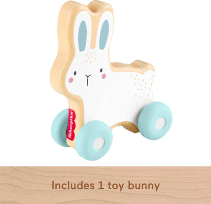 Fisher-Price Babyspielzeug aus Holz zum Schieben, Hase, Holzfahrzeug für Krabbel- und Entwicklungsspiele für Babys ab 6 Monaten