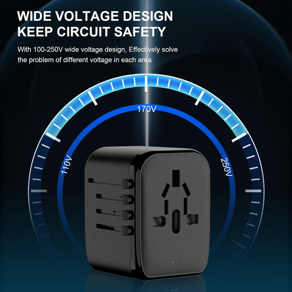 VYLEE Universal International Power Travel Plug Adapter, 5 in 1 European Travel Plug Adapter W/ 3.5A 2xUSB-A and 2xUSB C Wall Charger and Worldwide AC Outlet for Europe USA UK AUS Asia (White)