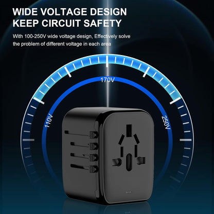VYLEE Universal International Power Travel Plug Adapter, 5 in 1 European Travel Plug Adapter W/ 3.5A 2xUSB-A and 2xUSB C Wall Charger and Worldwide AC Outlet for Europe USA UK AUS Asia (White)