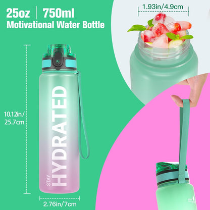 Sahara Sailor Trinkflasche, 950ml Motivations-Sportflasche mit Zeitmarkierung – Trinkzeiten – Tritan, BPA-frei, weite Öffnung auslaufsicher, Fast-Flow-Technologie mit Reinigungsbürste (1 Flasche)