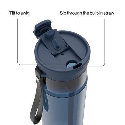 Contigo DualSip 24 oz Tritan Plastic Water Bottle with Carry Strap & 2-in-1 Leakproof Lid (Straw or Spout), BPA-Free, Dishwasher Safe