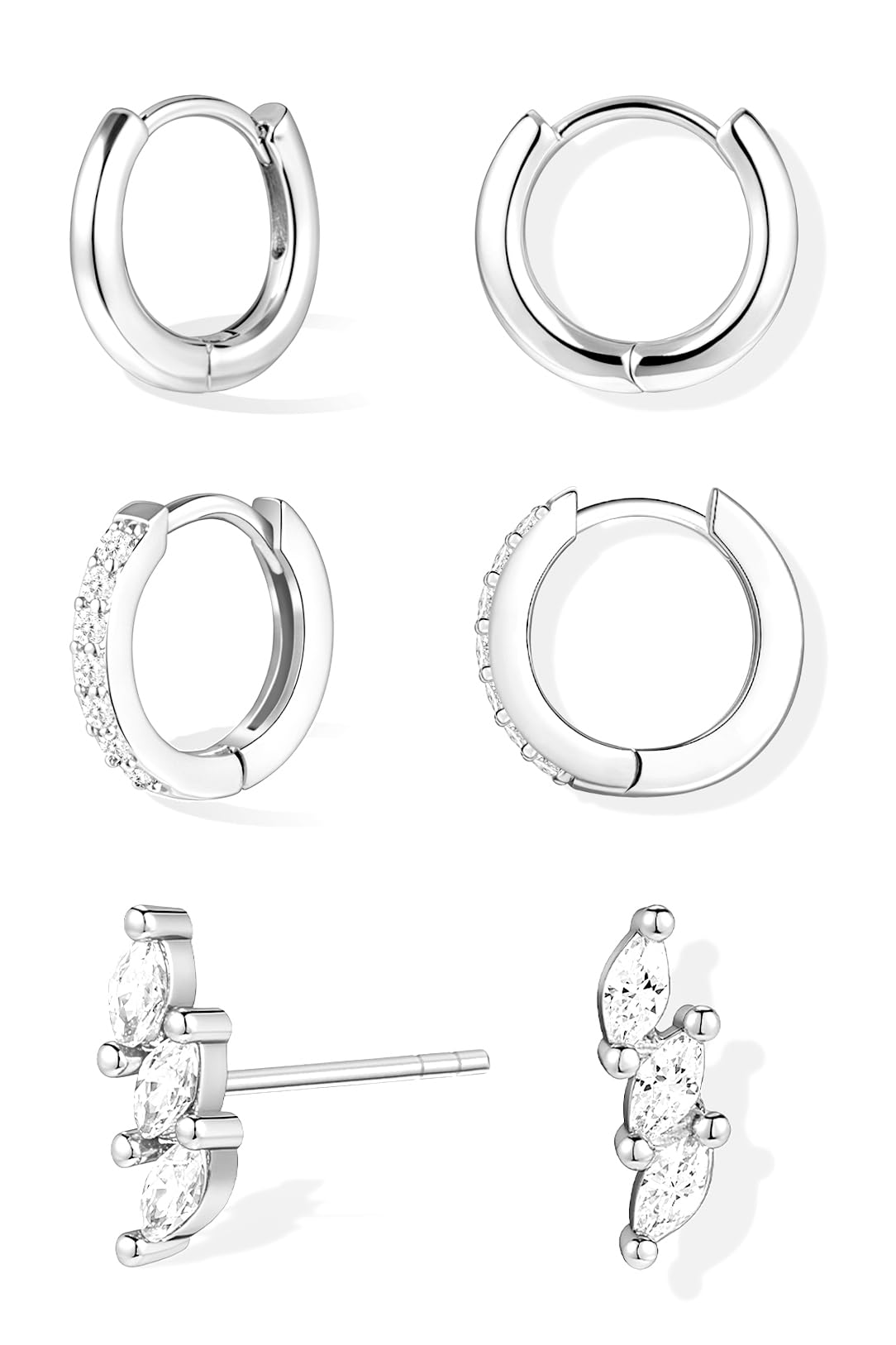 Inerney 14K Gold Plated Huggie Hoop Earrings for Women, Small Sterling Silver Earring Set Hypoallergenic Cartilage Helix Stacks, Mini Dainty Cute Trendy Birthstone Jewelry Gift for Multiple Piercings