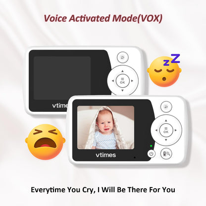 VTimes Baby Monitor with Camera and Audio, 6'' IPS Screen with 30-Hour Battery, Baby Monitor No WiFi Night Vision, ECO, 2-Way Audio, Pan-Tilt-Zoom, Baby Camera Monitor with 1000ft Range, Ideal Gift