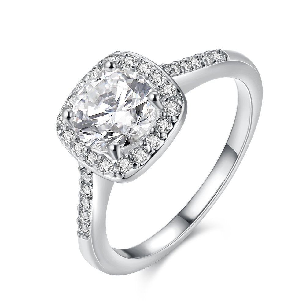 Uloveido Charm Rose Gold Plated Square CZ Crystal Wedding Engagement Rings for Women KR002