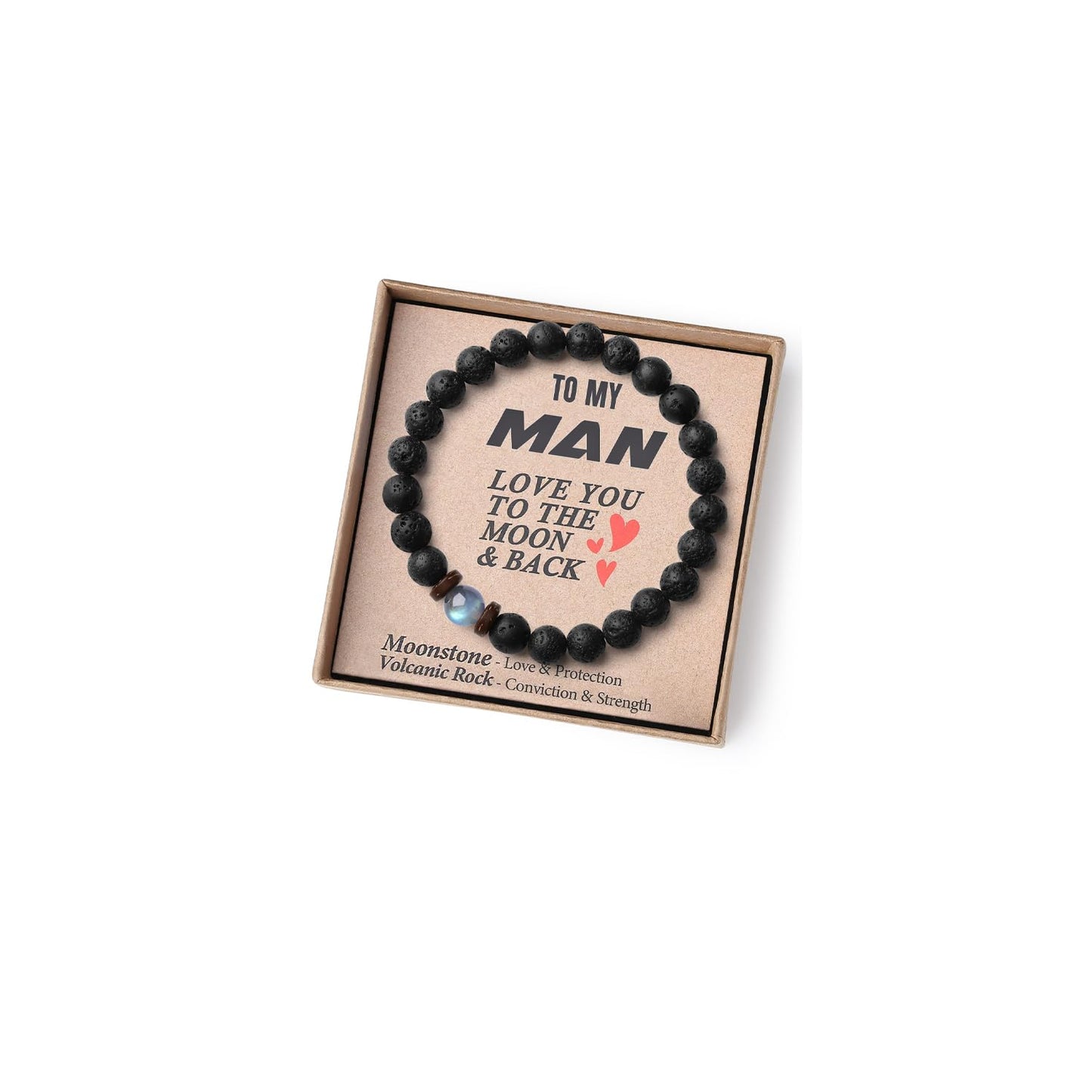THEMEROL Handmade Gifts for Boys/Men-Love/Strength-Natural Gemstone Bracelet for Son Grandson Dad Boyfriend Husband Brother Nephew Uncle