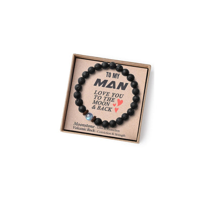 THEMEROL Handmade Gifts for Boys/Men-Love/Strength-Natural Gemstone Bracelet for Son Grandson Dad Boyfriend Husband Brother Nephew Uncle
