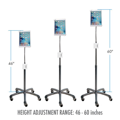 Medical Mobile Stand – CTA Medical Mobile Floor Stand for iPad 7/8/9 Gen 10.2”, 12.9” iPad Pro, 11” iPad Pro, iPad mini, iPad Air 4, Surface Pro X, and Other 7-13" Tablet - White