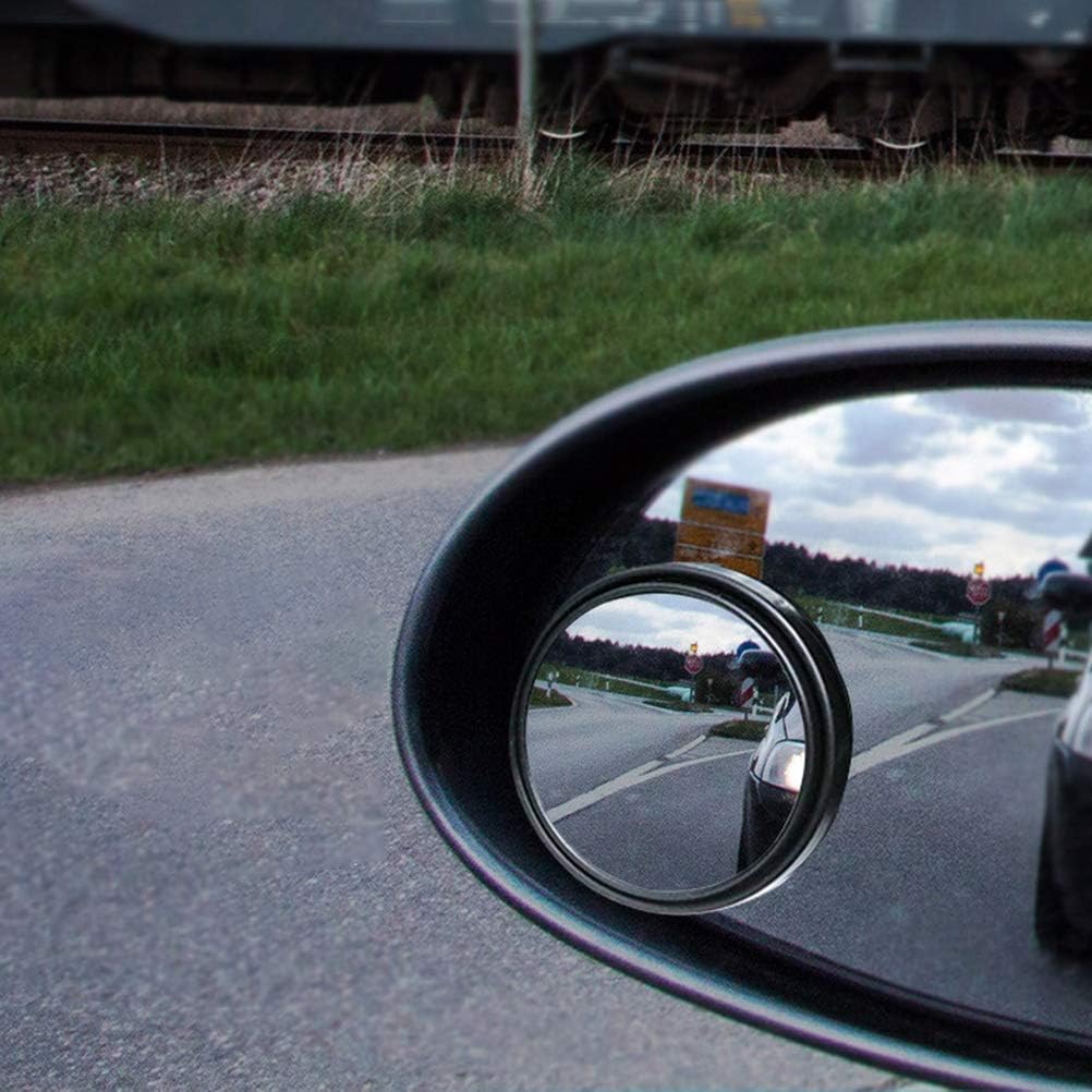 SUMAJU 2 retrovisores de punto ciego, redondos, giratorios 360°, de cristal HD, ajustables, adhesivos, convexos, para visión lateral, para coches universales (negro)