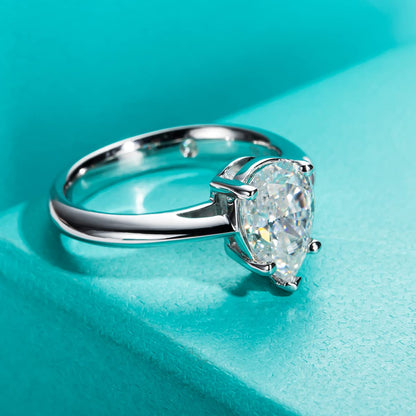 AnuClub Cushion/Emerald/Pear Moissanite Engagement Ring, D Color 925 Sterling Silver, Eternity Wedding Promise Anniversary Band Rings for Women