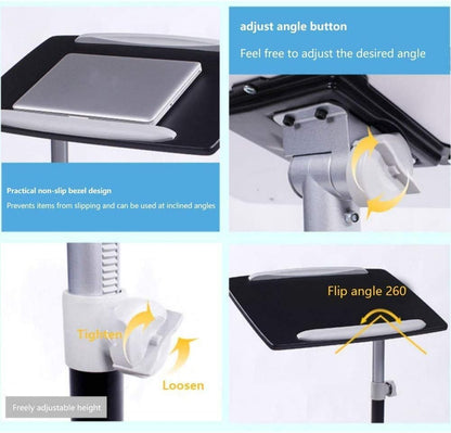 Laptop Table Medical Adjustable Overbed Bedside Table With Wheels For Coffee Laptop Tablet Portable Notebook Desk Sofa Side Table Hospital And Home Use With Cup Holder W (Co