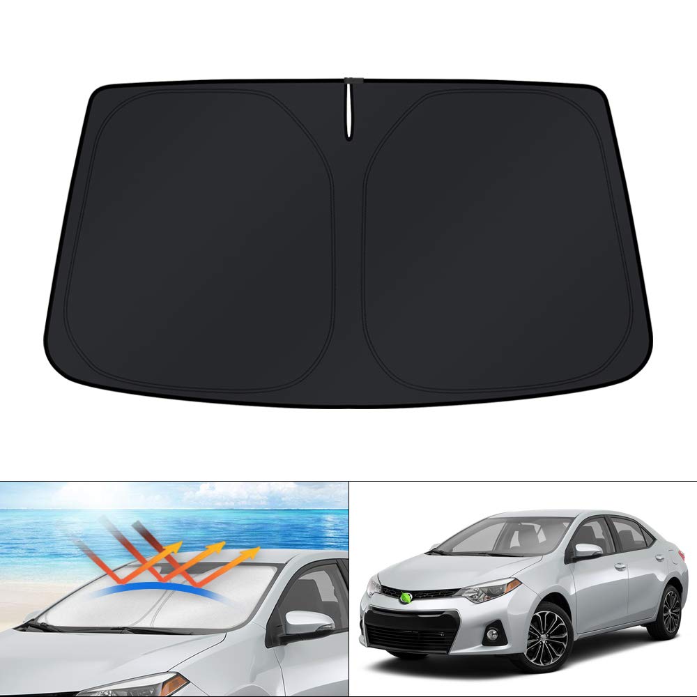 KUST Windshield Sun Shade for 2017-2026 Tesla Model Y/Model 3 Sunshade Accessories (Fit 2025-2026 Model Y Juniper / 2024 Model 3 Highland) Upgraded Foldable Sunshade, Blocks UV Rays Keep Car Cool