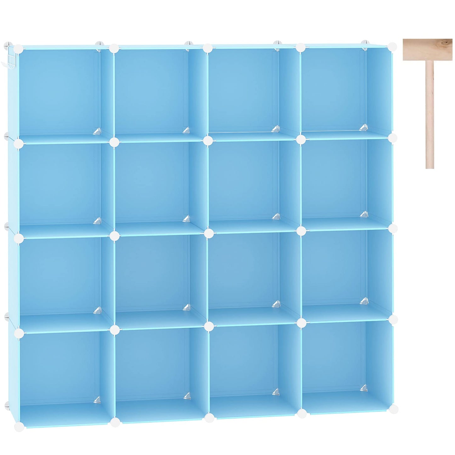 C&AHOME Cube Storage Organizer, 16-Cube Shelves Units, Plastic Storage Cubes, DIY Closet Organizer, Modular Closet Storage Shelves Ideal for Home, Bedroom, 48.4" L × 12.4" W × 48.4" H Black SUM3016H