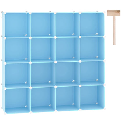 C&AHOME Cube Storage Organizer, 16-Cube Shelves Units, Plastic Storage Cubes, DIY Closet Organizer, Modular Closet Storage Shelves Ideal for Home, Bedroom, 48.4" L × 12.4" W × 48.4" H Black SUM3016H