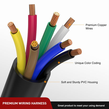 Nilight Heavy Duty 7 Way Inline Trailer Plug 8 Feet Connector Cable 7Pin RV Round Extension Wiring Harness Weatherproof Junction Box for RV Towing Car