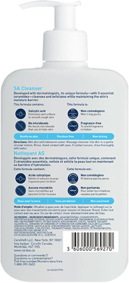 CeraVe Salicylic Acid Reinigung, Erneuerndes Peeling-Gesichtswaschmittel mit Vitamin D für normale Haut, parfümfrei, von CeraVe verifiziert, 473 ml