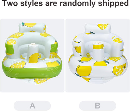 Aufblasbarer Babysitz, aufblasbarer Babystuhl für Babys ab 3 Monaten, aufblasbarer Sommerstuhl mit integrierter Luftpumpe, Baby-Bodensitz zum Sitzenlernen, Spielen, Campen, Orange