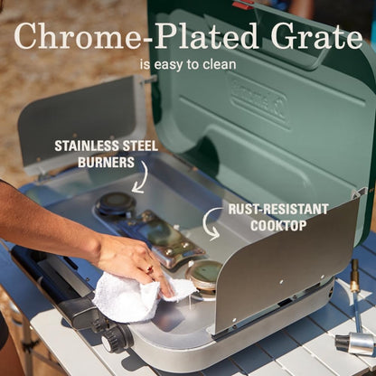 Coleman Cascade 3-in-1 Outdoor Camp Stove, Portable Cooktop with Included Cast-Iron Grill & Griddle Accessories, 24,000 BTUs of Power for Camping, Tailgating, Grilling