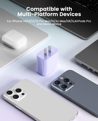 iPhone Ladegerät Schnelllade-2er-Pack Typ C Wandladegerät mit 2er-Pack [1,8 m & 3 m] langem USB C auf Lightning Kabel für iPhone 14/13/12/12 Pro Max/11/Xs Max/XR/X, AirPods Pro