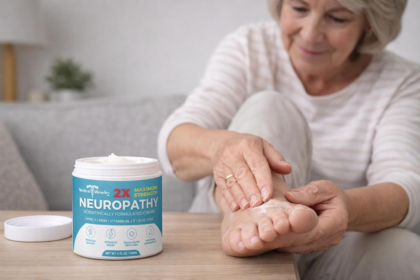 2 x Kraft Neuropathy Nerve Therapy Max Potency Relief Cream for Feet, Hands, Legs and Toes - Enriched with Arnica, Vitamin B6, Aloe Vera, MSM - Expertly Made for Extraordinary