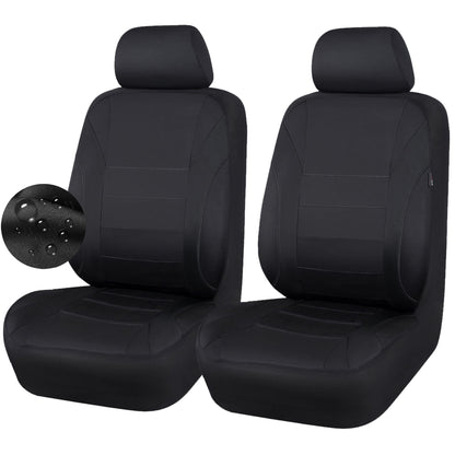 CAR Pass Neoprene Waterproof Two Front Car Seat Covers Set- Universal Fit for Vehicles, Airbag Compatiable(Black)