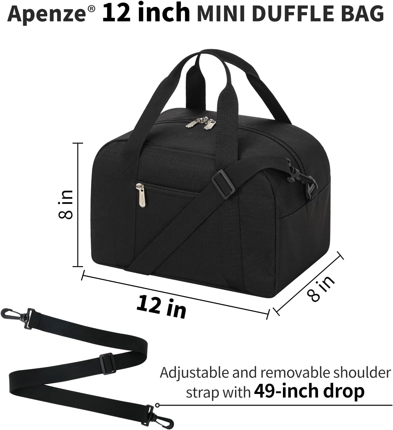 Kleine Sporttasche 18 Zoll Handgepäck Reisetasche für Wochenendtrips Sport-Schwarz