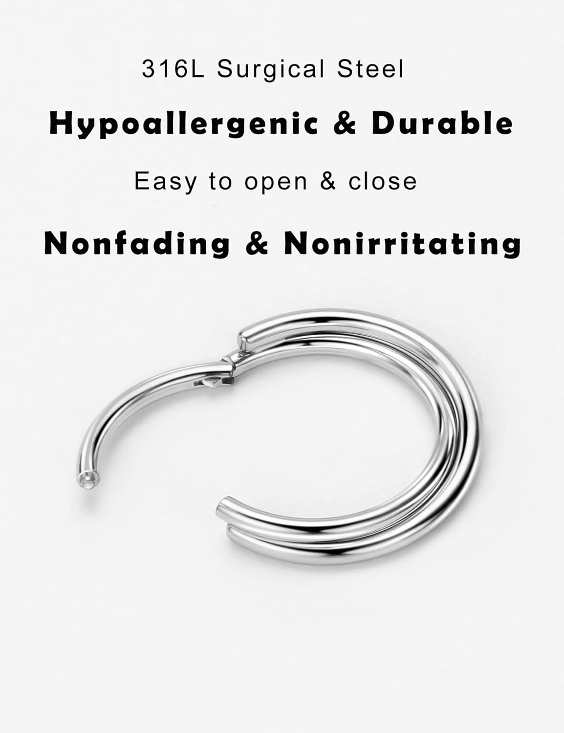 TDEBA Conch Piercing Schmuck, 316L Chirurgenstahl Segment Nasenring, CZ Knorpel Ohrringe, Lippenring, Segment Helix Rook Nahtloser Clicker Piercing Schmuck