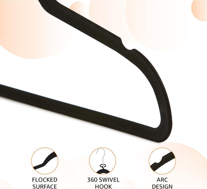 Amazon Basics Samtkleiderbügel für Anzüge – 30er-Pack, Schwarz