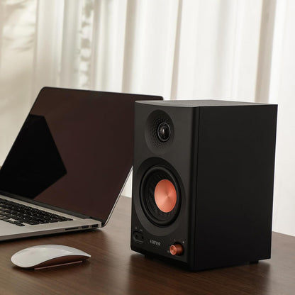 Edifier MR3 Powered Studio Monitor Lautsprecher, Hi-Res Audio Zertifiziert Bluetooth V5.4 Aktiver Regallautsprecher, 2.0 Computer mit Kopfhörerausgang Cinch AUX Symmetrischer TRS-Eingang (Schwarz)