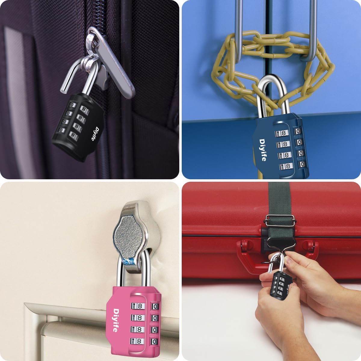 Combination Padlock, Diyife 4 Digit Locker Lock Weatherproof Lock Outdoor Combination Lock for School Gym Locker,Toolbox, Fence, Hasp, Cabinet(Black)