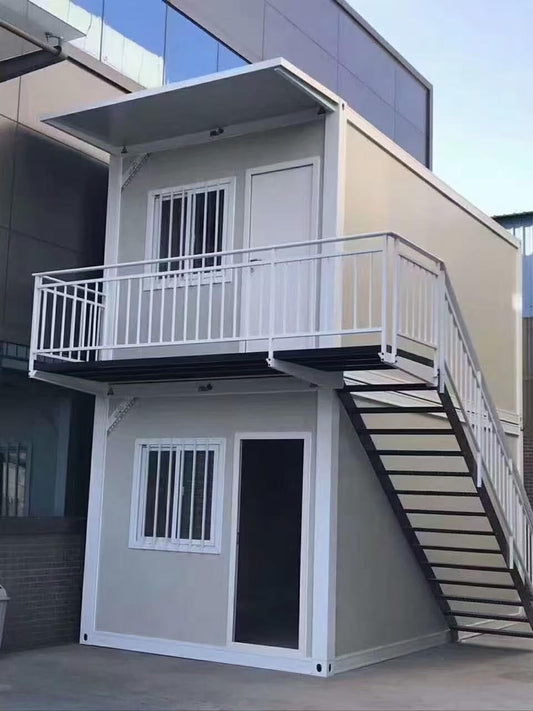 K-Type 2-Level Foldable Container Home - Modular Portable House, Ideal for 2-Story Residential Living, Studio Space, Dormitory, Office Meeting Room, Storage Warehouse & Commercial Use