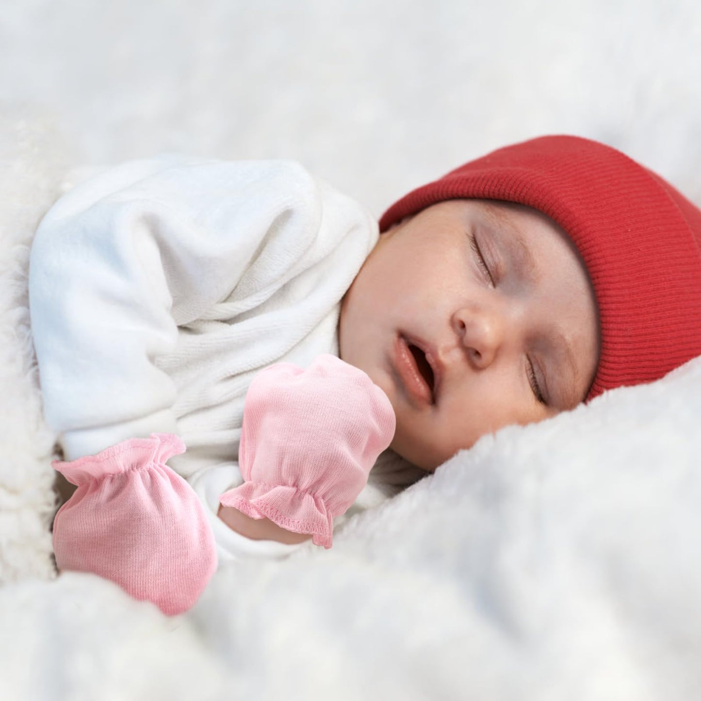BQUBO Baby Fäustlinge Kratzschutz Handschuhe aus Baumwolle mit elastischem Bündchen Hypoallergen für Neugeborene und Babys von 0-6 Monaten Jungen und Mädchen