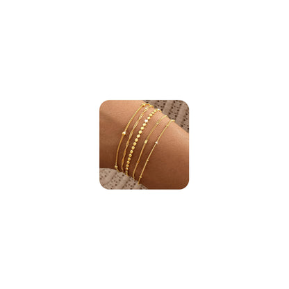 Gold Bracelets for Women, 14K Gold Plated Stackable Bracelet Stack Set Adjustable Charm Paperclip Chain Snake Link Layered Waterproof Jewelry Sets Gifts