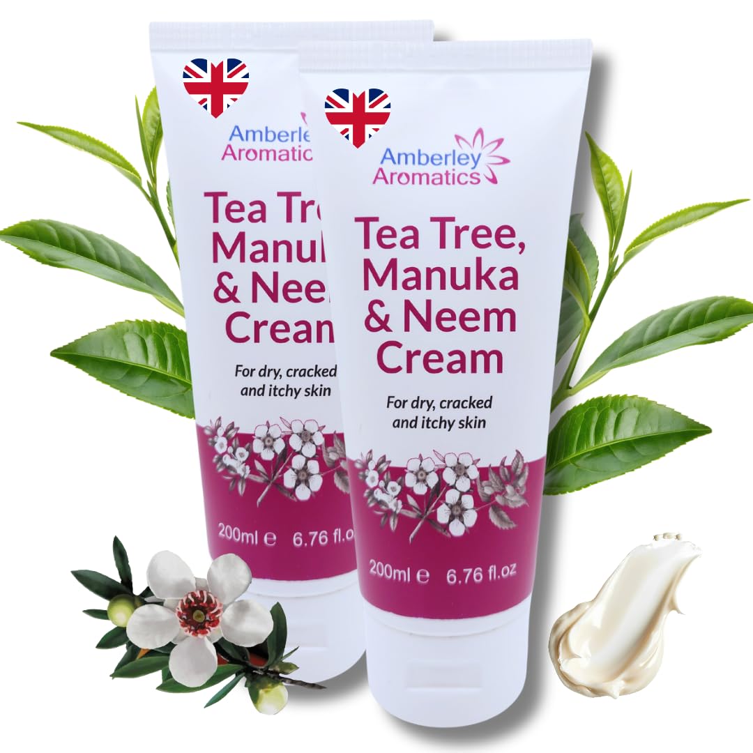 Tea Tree, Manuka & Neem Cream 350ml - Antibacterial, Anti-fungal, Antiseptic, Anti-Itch, Dry, Chapped & Cracked Skin, Eczema, Psoriasis, Jock Itch, Fungal infections. Fast Effective Relief