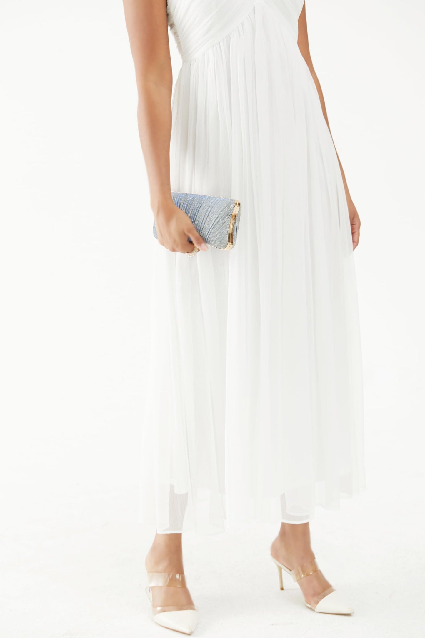 Damen Gold Glitzer Clutch Handtasche Plissierte Abendtasche für Braut Hochzeit Party mit Strassring