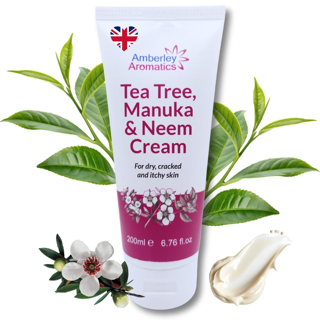 Tea Tree, Manuka & Neem Cream 350ml - Antibacterial, Anti-fungal, Antiseptic, Anti-Itch, Dry, Chapped & Cracked Skin, Eczema, Psoriasis, Jock Itch, Fungal infections. Fast Effective Relief