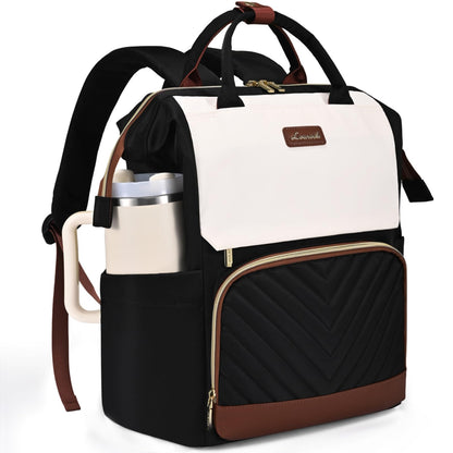 LOVEVOOK Laptop Backpack for Women with Giant Tumbler Holder Pocket, 15.6 inch Travel Work Bag Purse for Nurse Teacher, Waterproof Casual Daypack Bookbag for College Business